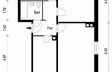 2 1/2-Zimmer-Wohnung mit Balkon, ca. 57,50 m²