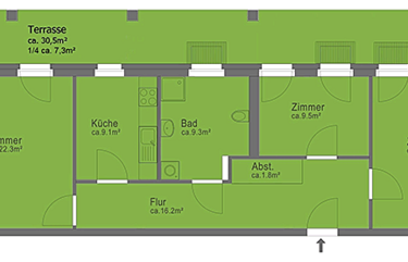 3-Zimmer-Wohnung mit Terrasse, ca. 92 m²