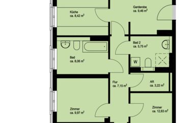 4-Zimmer-Wohnung 4. OG links