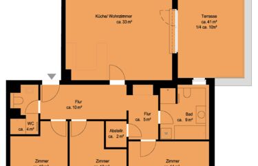 4 Zimmer, 3. OG, ca. 111 m²