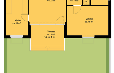 2-Zimmer-Wohnung, ca. 67 m², plus eigenem Mietergarten