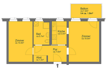 2-Zimmer-Wohnung, ca. 55 m²