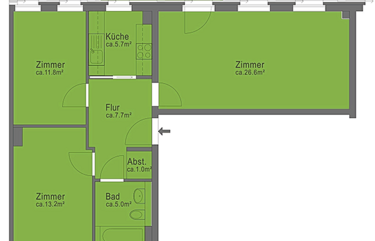 3-Zimmer-Wohnung, ca. 73 m²