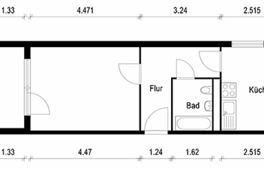 1-Zimmer-Wohnung mit Loggia, ca. 35,50 m²
