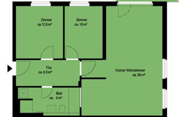 3 Zimmer, 2. OG, ca. 81m²