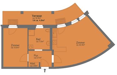 2-Zimmer-Wohnung, ca. 68 m²