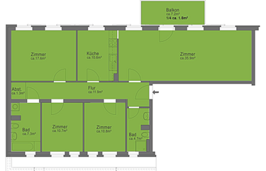 4-Zimmer-Wohnung, ca. 111 m²
