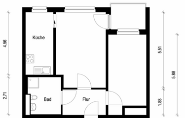 2-Zimmer-Wohnung mit Balkon, ca. 59 m²