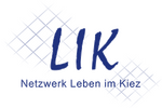 Das Logo zeigt "LIK" in blauer Schrift mit dem Text "Netzwerk Leben im Kiez" darunter.
